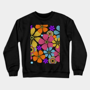 70s Retro Flower power Design Crewneck Sweatshirt